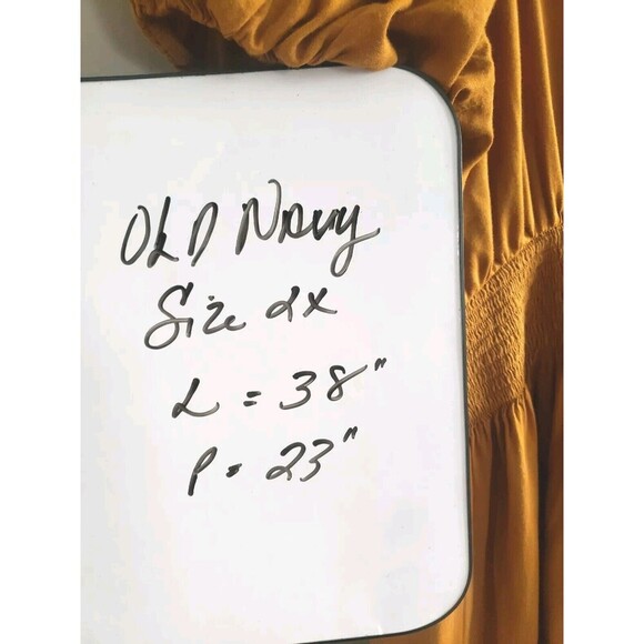 Old Navy Dress  Golden  Brown Short Puff Sleeve Smocked Waist Women's 2X - Picture 10 of 10